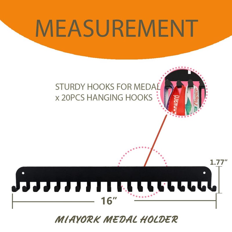 Miayork Runner Medal Hanger Display - Sturdy Marathon Medal Display Easy to Install-Race Medal Holder Wall Hanger for Sports Gymnastic,Soccer,Runner,Wrest,Football,Basketball - Image 4